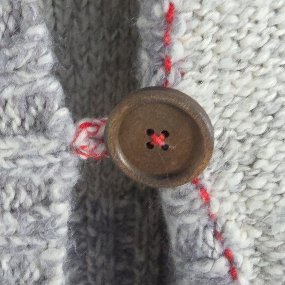 FREE PEOPLE | hooded button-front cardigan sweater gray cream wool blend Sz M - Picture 6 of 6